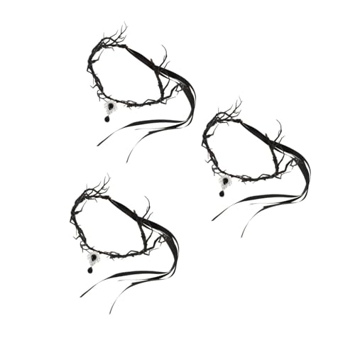 Couronne gothique noire Healvian 3 pièces avec branche pour costume