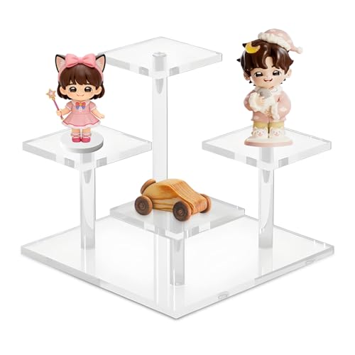 Tianher Expositor Metacrilato, Soporte de Exhibición de Acrílico Expositor Contiene 4 stands Transparente Expositora Para mostrar joyas perfumes joyas Cosméticos