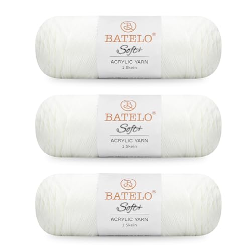 Image of Soft White Yarn 1008 Yards - 3 Pack Acrylic Yarn of 200g /7.5oz - 4 Medium (Worsted) - Crocheting, Knitting, Amigurumi, Craft