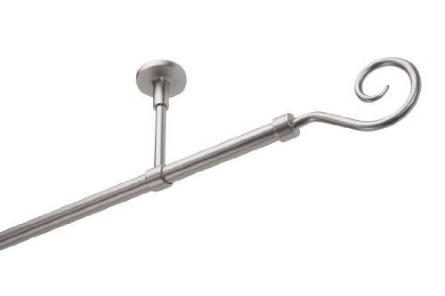 DécoProfi Gardinenstangen Chrom Matt 1-läufig Ø 16 mm L: 400 cm I Spirale Gardinen/Vorhangstange im Set I Inklusive Träger, Befestigung und Endstücke I Decken- oder Wandbefestigung