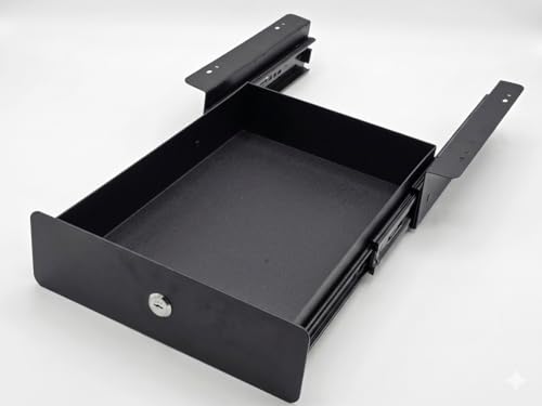 Image of Quick Fix Under Desk Metal Drawer with Lock | Under Desk Drawer for Office Stationery & Accessories | Space Saving Metal Storage Organizer