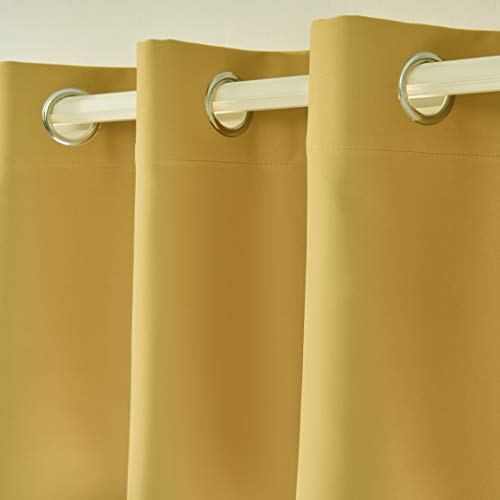 Rain City Gold Yellow Blackout Valances For Windows Treatment 18 Inch Length Solid Thermal Insulated Grommet For Bedroom And Bathroom Curtains Valance For Small Windows 1 Panel 52X18 Inch #TOP6