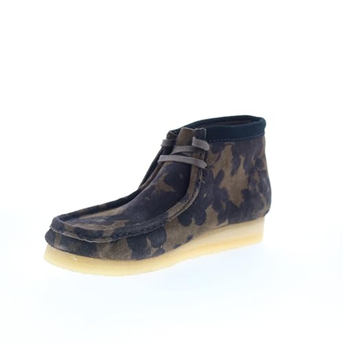 Image of Clarks Men's Wallabee Boots Black /Khaki Floral Suede 10.5 Medium