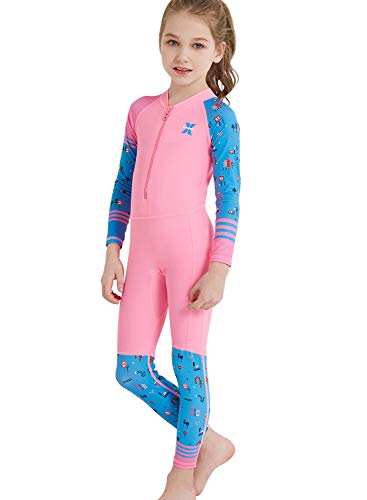 Dive & Sail Girls Sun Suit Long Sleeve Uv Sun Protection Swimsuit One Piece Stretch Full Coverage Wetsuit Swimwear #TOP2