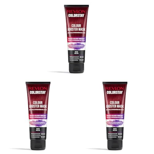 REVLON ColorStay Booster Mask, Mascarilla Potenciadora del Color, Coloración Temporal que Aporta Hidratación, Brillo y Neutraliza Reflejos, Hasta 6 Usos, Tono Rojo 125 ml (Paquete de 3)