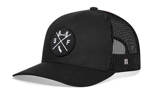 Image of HAKA State City Trucker Hat for Men & Women, Adjustable Baseball Hat, Mesh Snapback, Sturdy Outdoor Black Golf Hat