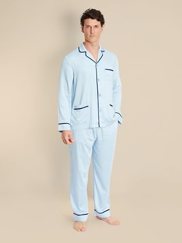 Mens Blue Satin Pajamas - Hades3