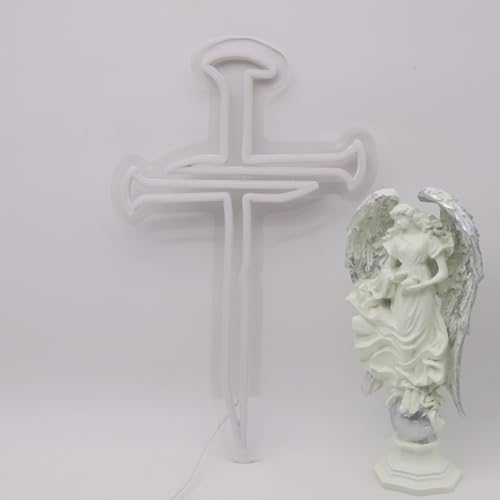 Image of Three Nails Led Cross Neon Sign for Wall Decor,Nails Jesus Light Up Cross Neon Lights for Home Decoration Room Decor, Christian Religious Events Easter Gifts for Church Room Bedroom Believers