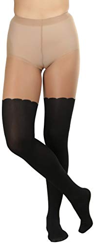 Image of ToBeInStyle Women's Full Footed Pantyhose with Thigh High Designs