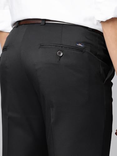 Image of Majestic Man Men's Slim Fit Solid Formal Trousers | Button and Zip | Side, Back Pockets | Italian Design | Office Wear /Executive Wear /Corporate Events /Business Meetings /Suit Pants