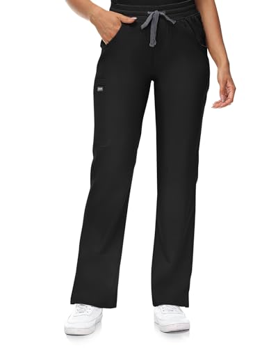 Image of COMENII Scrubs for Women, Mid Rise Straight Leg Cargo Pants with Knit Yoga Waistband, Easy Care Womens Scrubs Pants