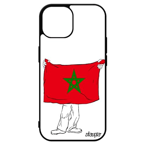 utaupia Cover con bandiera marocchina per iPhone 15 in silicone alluminio e telefono con disegno in gomma portatile, coppa africana, pallacanestro nero