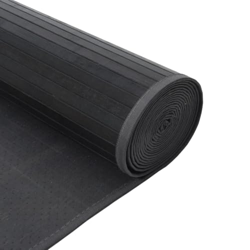 Tapis moderne en bambou gris de prestige 100 x 1000 cm