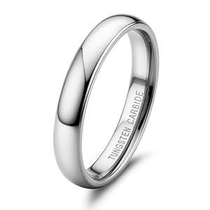 Jstyle 2mm 4mm Tungsten Rings for Men Women Hypoallergenic Wedding Band Rings Gold/Silver Domed High Polish Comfort Fit Size 6-12 Not Tarnished