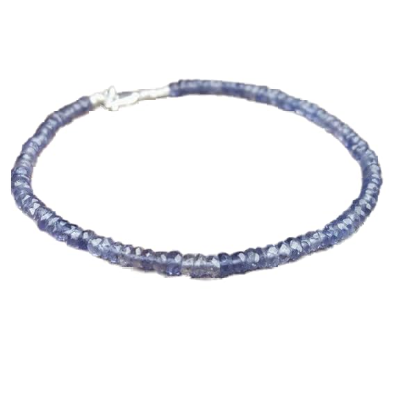 Bracelet iolite gemme véritable taille facettée et fermoir argenté