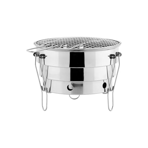 Fluxioxtna Parrillas para barbacoa de camping con construcción de acero inoxidable, estufa plegable de fácil montaje, quemadores de carbón de cocina de acero inoxidable, estufa plegable