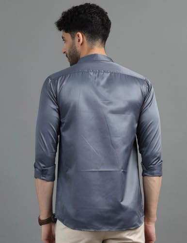 Image of Men's Regular Fit Full Sleeve Poly Satin Silk Shirt | Men's Formal Shiny Shirt for Men