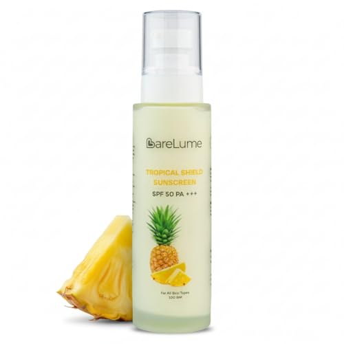 BareLume Tropical Shield Sunscreen SPF 50 PA+++ 100g | Lightweight Broad Spectrum Sun Protection | Non Greasy Face Lotion | No White Cast | Botanical Brightening Blend | Smooth Finish