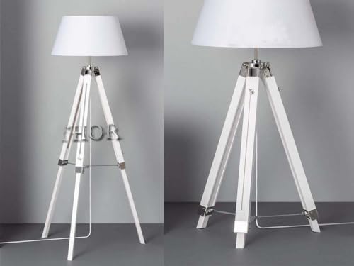 THOR INSTRUMENTS Modern Design White Wooden Tripod Floor Lamp Without Shade for Office & Home Decor Rustic Vintage Home Decor Gifts image 2