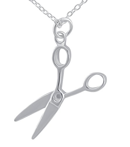 Hanessa Collier pour femme en argent avec pendentif ciseaux plaqué argent Cadeau de Noël pour petite amie/femme/coiffeuse, Argent, Pas de gemme