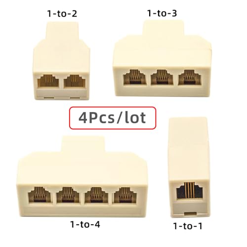 NFHK 4 teile/los 6P4C RJ11 RJ12 Telefon-Splitter-Adapter (1-in-2-out 1-zu-3 1-zu-4 Weg Outlet) ohne Kabel