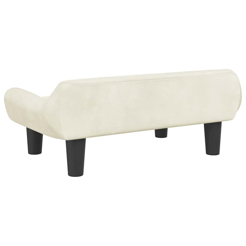Sofa dziecięca, kremowa, aksamitna, 70 x 40 x 24 cm, z masywną ramą z drewna sosnowego, tapicerowana, do mebli dla małych dzieci w pokoju dziecięcym, stabilny mebel do siedzenia do zabawy