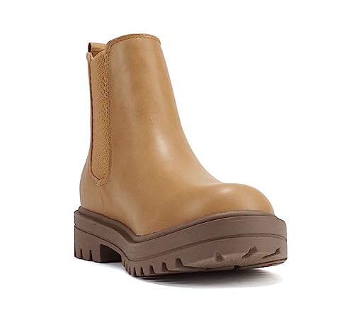 Image of Soda Pilot ~ Women Lug Sole Low Heel Chelsea Fashion Ankle Bootie w /Double Elastic Gore
