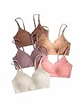 Verdusa Women's 5Pack Padded Seamless Bralettes Bra Camisole Top Beige Multi S