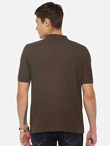 Image of Dollar Men's Pack of 1 Solid Cotton Blend Polo Neck T-Shirt