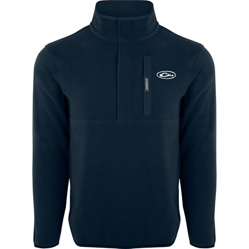 Drake Waterfowl Men's Camp 2.0 Fleece Pullover | Hunting Anti-Pill Moisture Wicking 1/4 Neck Snap Sweater with Chest Pocket, Navy, X-Large2