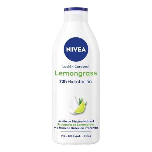 NIVEA Loción Corporal Lemongrass (400 ml), crema corporal con sésamo natural y fragancia de lemongrass, crema hidratante corporal para 72 horas de hidratación refrescante