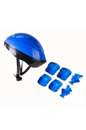 Koruyucu Kask Dirseklik Dizlik Takım Set, 7 Parça, Mavi