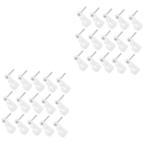 OUNONA 40 Sets Screw-in Outdoor Hooks Led Strip Light Hooks White for String Lights and Hanging Baskets
