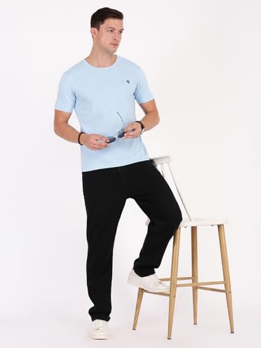 Image of Macroman M-Series Smartz Basics Half Sleeve Round Neck Stretch T-Shirt for Men, Cotton Blend (Pack of 1)