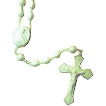 Luminous Glow In The Dark Rosary with Oval Beads 42 cm, Imported from Italy - Set of 100 Luminous Rosaries