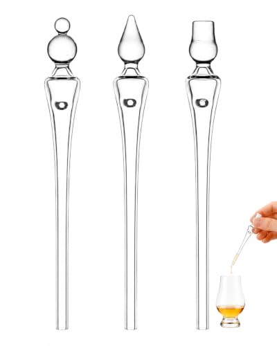 BTACGWP Lot de 3 Pipettes Whisky en Verre | Dosage Exact Anti-Gaspillage | Préserve la Pureté du Goût | Goutteur Mesure 1ml | Accèssoire Bar Premium