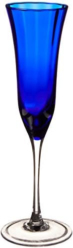 Qualia Glass Meridian Flute/Champagne, 4 Count (Pack of 1), Clear/Blue, 4 Piece