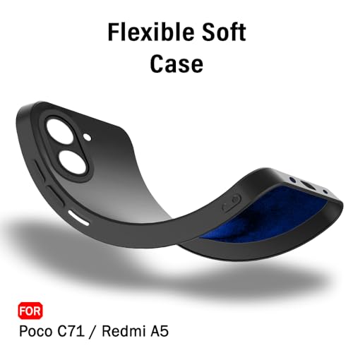 Image of TheGiftKart Liquid Silicon Back Cover Case for Poco C71 / Redmi A5 | Stylish Camera Protection Module | Micro-Fibre Lining Inside | Shockproof Back Cover Case for Poco C71 / Redmi A5 (Silicone, Black)