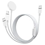 MaxRenard Watch Charger 3 in 1 Charger Cable for iPhone iPad Android Devices Wireless Charging Dock for Watch Series 10/9/8/7/6/5/4/3/2/SE/SE 2/Ultra/Ultra 2 (1.2m, White)