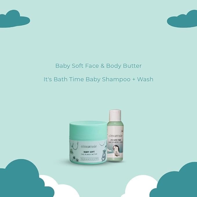 Travel Kit for Babies | Face & Body Butter (50 gm) 1.76 oz Baby Wash + Shampoo (50 ml)