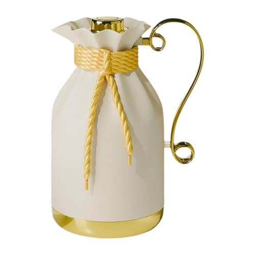Luwecf Caraffa Termica Isolata Brocca Latte Bollitore Termico Teiera in Vetro con Isolamento E Versamento Senza Gocce Materiale Robusto per Bevande Calde Fre, Beige