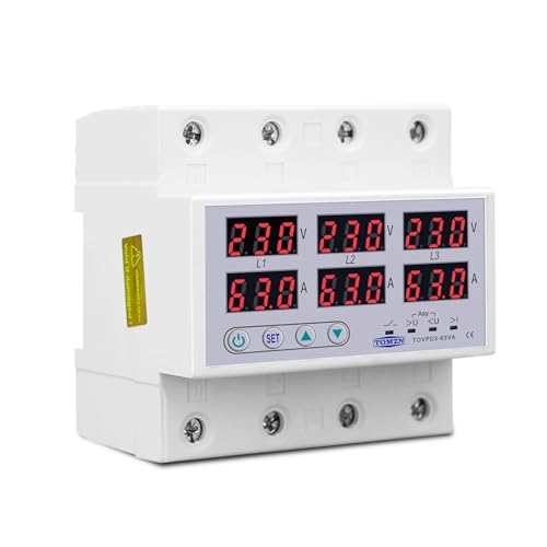 Voltmètre ampèremètre triphasé triphasé rail DIN protection surtension 380V - 3
