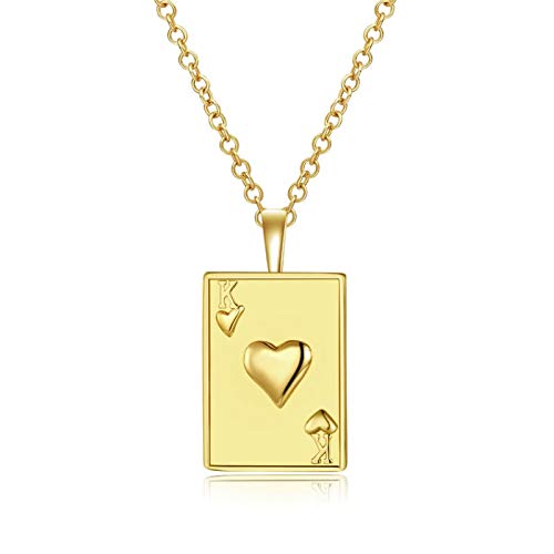 Pendentif poker 10 JQKA femme collier plaqué or filles KZTHGNS