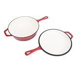 [Spacious 4qt Capacity] With a generous 4-quart capacity, this pan is perfect for preparing large meals and hosting family gatherings. its ample size allows you to cook for multiple people without the need for constant refilling. [Even Heat Distribut...