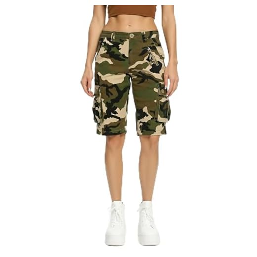 Aeslech Short Femme Militaires Camouflés pour Femmes 6 Poches Vêtements D'été Décontractés pour Le Travail Extérieur Camo M US 12 - FR 44