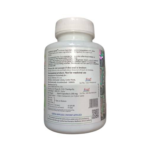 Image of IdikaNutrition Renatus Nova Capsule 120 Ayurvedic - Renatus Nova Original 120 Capsule with 12 Natural Ingredients - Pack of 2