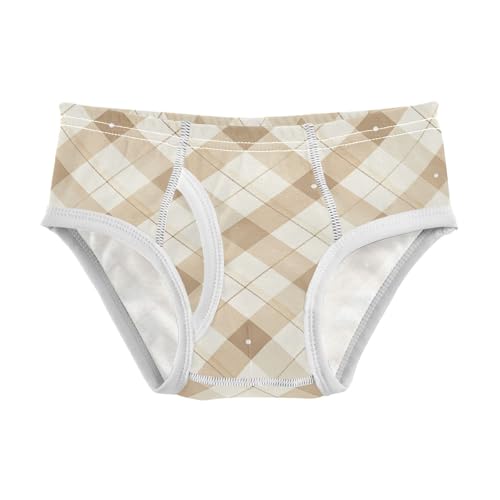 KLL Check Pattern Beige White Boys Toddler Comfort Nighttime Underwear Breathable Undies