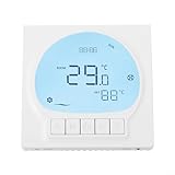 Honseadek Termostato digital no programable para aire acondicionado con pantalla LCD ± 1 °C, precisión de 86 x 86 mm, color blanco, montado en la pared para controlador