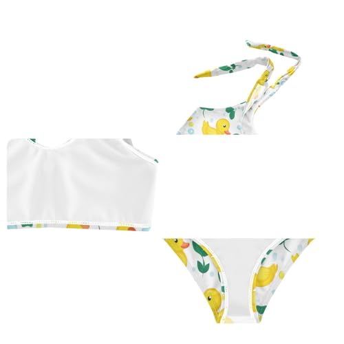 Wusikd White Yellow Ducks Girls Swimsuits Two Piece Leaves Swimwear Bikini Set for for Girls Size 3T4