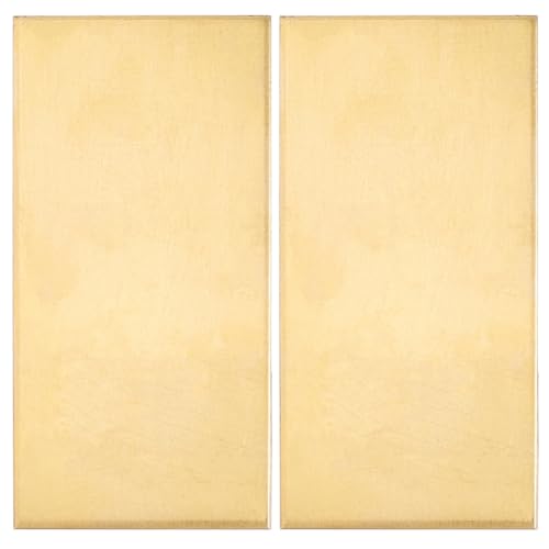SOFPLATE 2Pcs 4 x 2 Inch Brass Metal Sheet 1mm Thick Brass Sheet Unplated Solid Copper Stock Material Flat Plates for Industrial Use Stamping Building Decoration Crafts Models Repairs DIY Projects